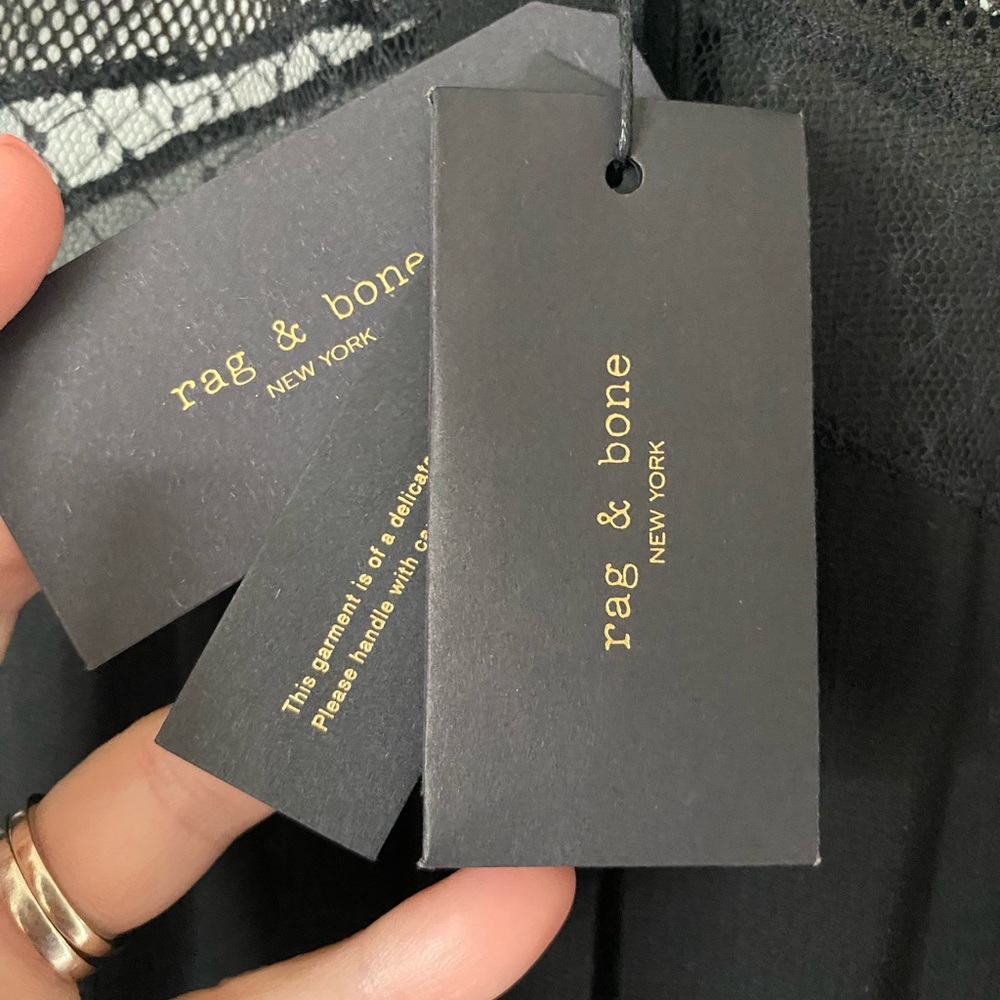 rag & bone Tommi Sheer Silk Dobby Shirt - NWT size L mixed media blouse - Picture 8 of 13